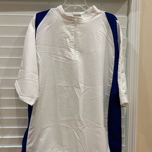 Men’s Worth Quarter Zip Short Sleeve Pullover EUC Size XL White and Royal Blue